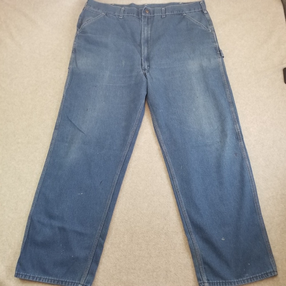 Vintage Sears Jeans Mens 42x30 Blue Denim Carpenter Painter Workwear Faded 70s